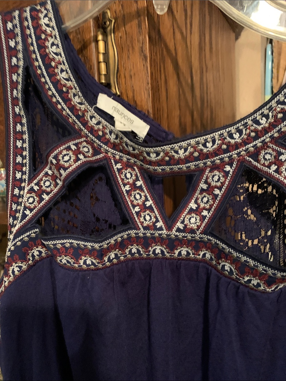 Embroidered Sleeveless Navy Dress (L) Brand: - Picture 5 of 8